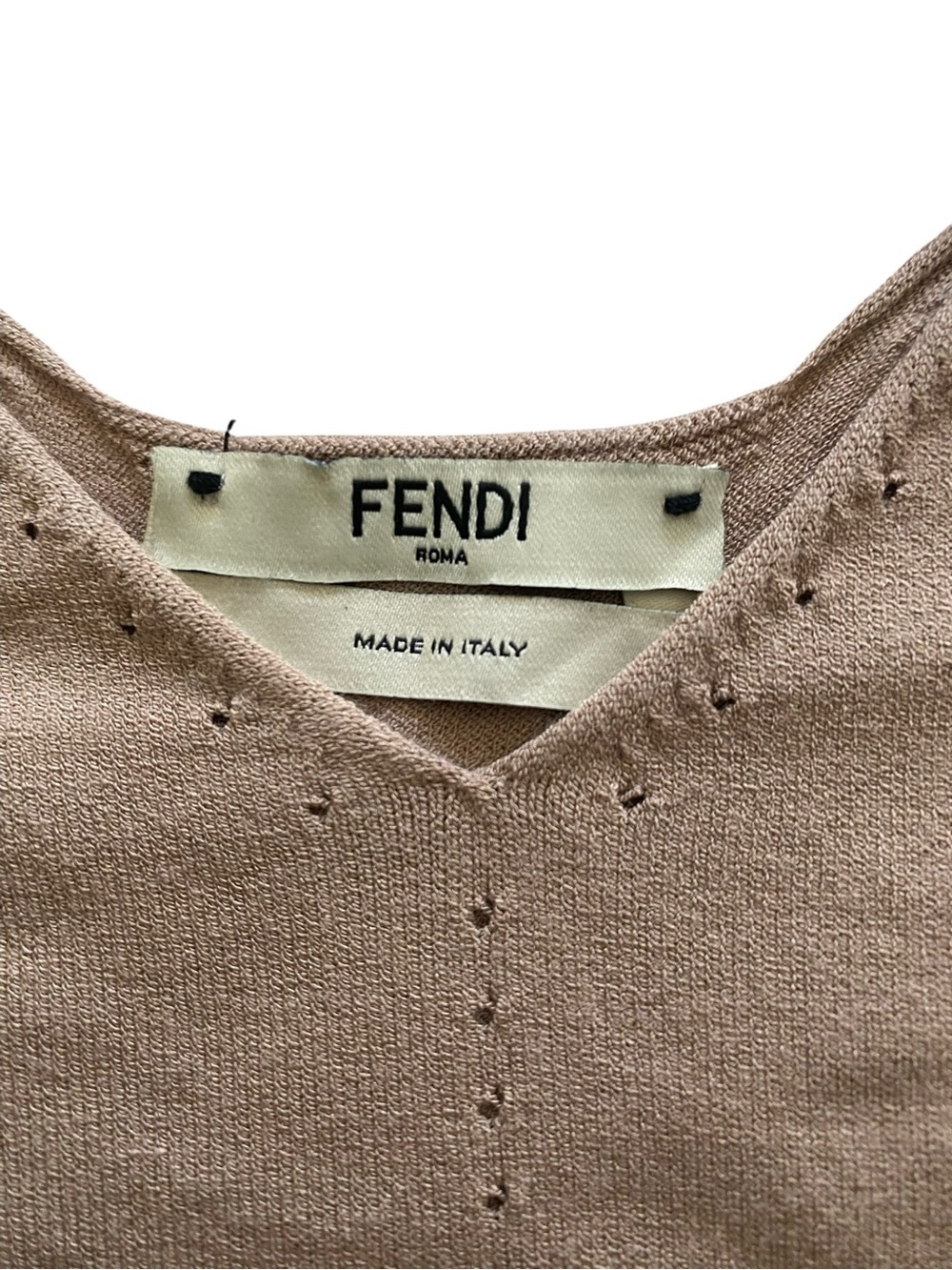 Fendi Taupe Knit V‑Neck Tank Top - Picture 2 of 7